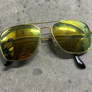 Ray- Ban Caravan Gold Sunglasses Yellow Mirror Lens Classic Aviator Retro Unisex